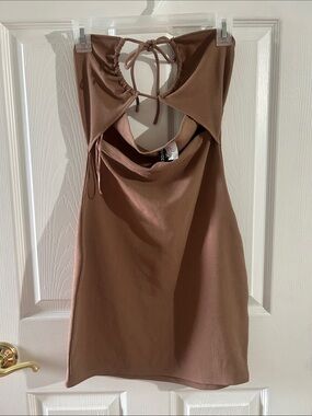 Mocha Brown Chic Mini Backless Dress